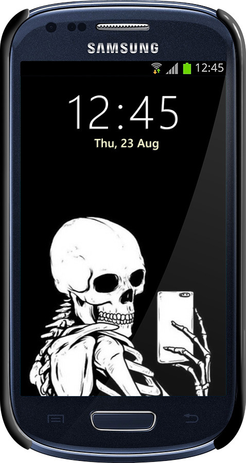 3D пластиковий глянцевий чехол Скелет робить Selfie для Samsung Galaxy S3 mini - 6535c-31 изображение 