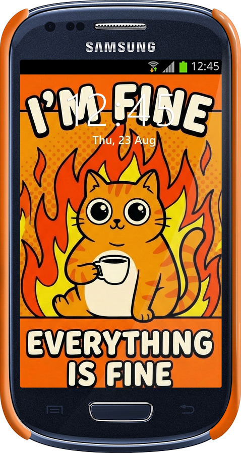 3D пластиковый глянцевый чехол Funny Cat для Samsung Galaxy S3 mini - 6786c-31 изображение 