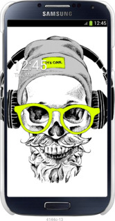 3D пластиковый глянцевый чехол Череп в очках и наушниках для Samsung Galaxy S4 i9500 - 4144c-13 изображение 