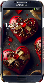 3D пластиковый глянцевый чехол Сердечки v4 для Samsung Galaxy S4 i9500 - 5834c-13 изображение 