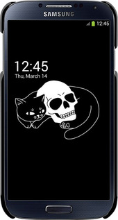 3D пластиковый глянцевый чехол С изображением кота и черепа для Samsung Galaxy S4 i9500 - 6491c-13 изображение 