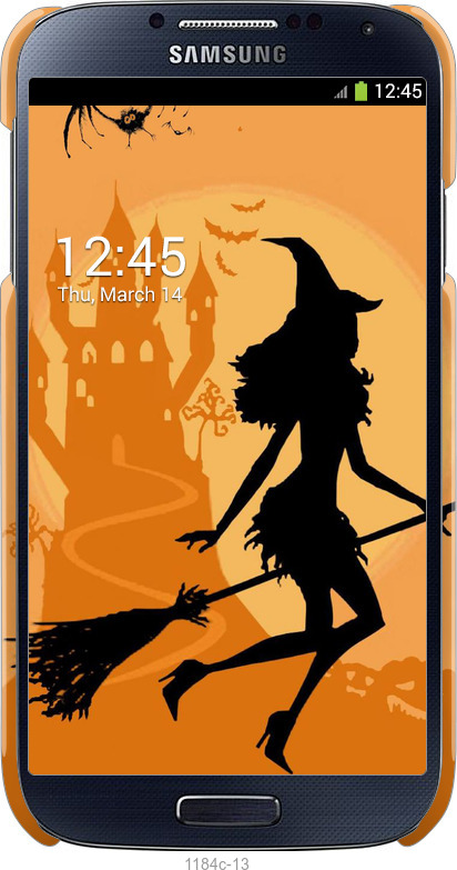 3D пластиковый глянцевый чехол Ведьма на метле для Samsung Galaxy S4 i9500 - 1184c-13 изображение 
