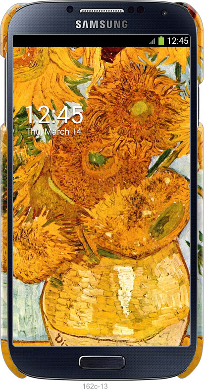 3D пластиковый глянцевый чехол Винсент Ван Гог. Подсолнухи для Samsung Galaxy S4 i9500 - 162c-13 изображение 