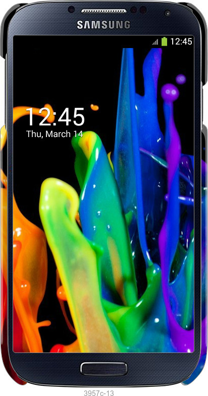 3D пластиковий матовий чехол Бризки фарби для Samsung Galaxy S4 i9500 - 3957m-13 изображение 