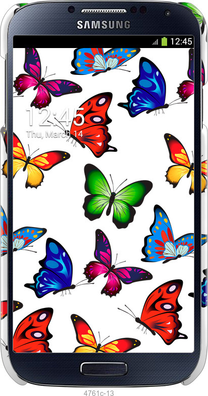 3D пластиковый глянцевый чехол Красочные мотыльки для Samsung Galaxy S4 i9500 - 4761c-13 изображение 
