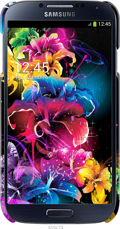 3D пластиковый глянцевый чехол Абстрактные цветы для Samsung Galaxy S4 i9500 - 511c-13 изображение 