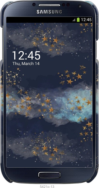 3D пластиковий глянцевий чехол Ніч золоті зірки для Samsung Galaxy S4 i9500 - 5421c-13 изображение 