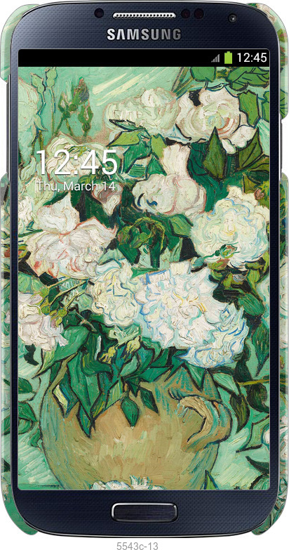 3D пластиковый глянцевый чехол Винсент Ван Гог. Ваза с розами для Samsung Galaxy S4 i9500 - 5543c-13 изображение 