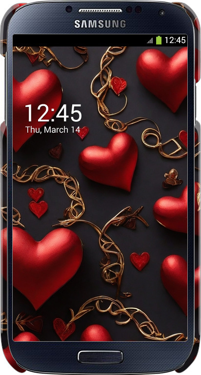 3D пластиковый глянцевый чехол Сердечки для Samsung Galaxy S4 i9500 - 5831c-13 изображение 