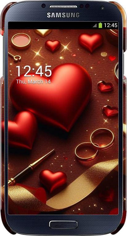 3D пластиковый глянцевый чехол Сердечки v3 для Samsung Galaxy S4 i9500 - 5833c-13 изображение 
