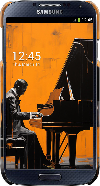 3D пластиковий матовий чехол Чохол для телефона Чоловік за Роялем для Samsung Galaxy S4 i9500 - 5938m-13 изображение 