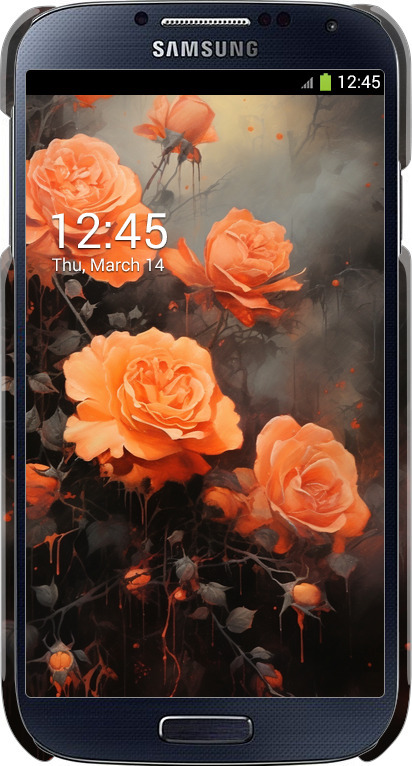 3D пластиковый глянцевый чехол Оранжевые розы для Samsung Galaxy S4 i9500 - 5944c-13 изображение 