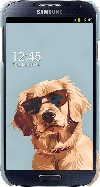 3D пластиковый глянцевый чехол Пес в очках для Samsung Galaxy S4 i9500 - 6381c-13 изображение 