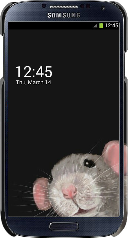 3D пластиковый матовый чехол The Peeking Rat для Samsung Galaxy S4 i9500 - 6442m-13 изображение 