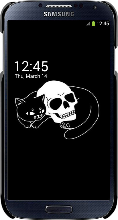 3D пластиковый глянцевый чехол С изображением кота и черепа для Samsung Galaxy S4 i9500 - 6491c-13 изображение 