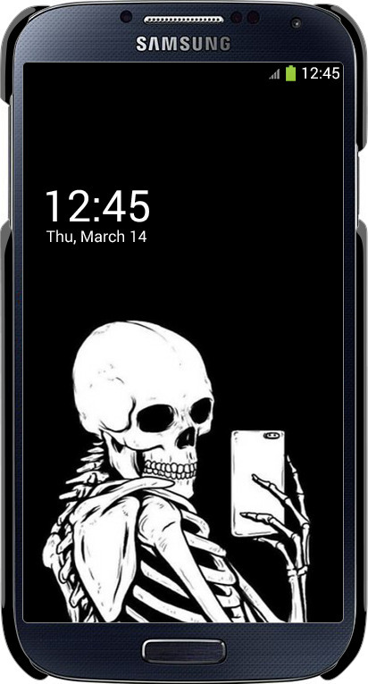 3D пластиковый глянцевый чехол Скелет делает Selfie для Samsung Galaxy S4 i9500 - 6535c-13 изображение 