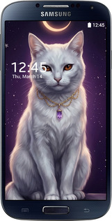 2D пластиковий чехол Mystic White Cat Gothic Dark Purple Gold для Samsung Galaxy S4 i9500 - 6805t-13 изображение 