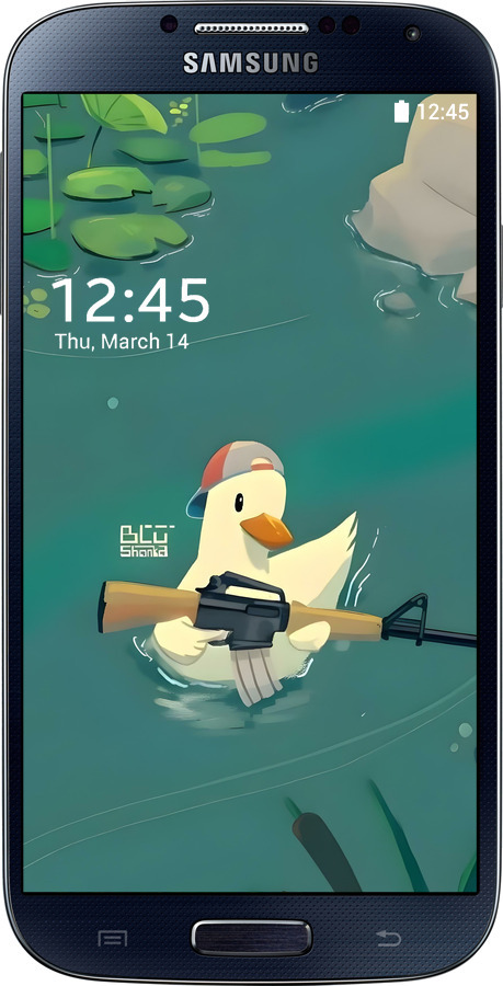 2D пластиковий чехол Каченя з автоматом для Samsung Galaxy S4 i9500 - 6356t-13 изображение 