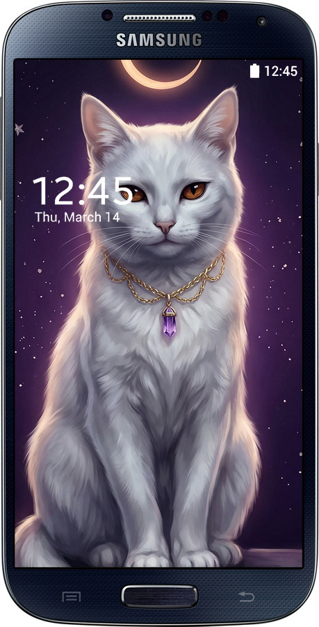 2D пластиковий чехол Mystic White Cat Gothic Dark Purple Gold для Samsung Galaxy S4 i9500 - 6805t-13 изображение 