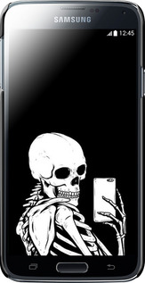 3D пластиковый глянцевый чехол Скелет делает Selfie для Samsung Galaxy S5 Duos SM G900FD - 6535c-62 изображение 