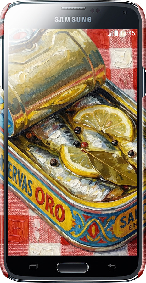 3D пластиковий матовий чехол Vintage Sardine Tin Phone для Samsung Galaxy S5 Duos SM G900FD - 6772m-62 изображение 