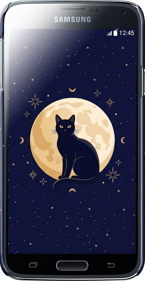 3D пластиковый глянцевый чехол Cute Cat Celestial/Witchy для Samsung Galaxy S5 Duos SM G900FD - 6787c-62 изображение 