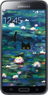 2D пластиковий чехол с изображением водяных лилий и кошек для Samsung Galaxy S5 g900h - 6257t-24 изображение 