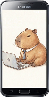 2D пластиковый чехол Funny Capybara CEO Working для Samsung Galaxy S5 Duos SM G900FD - 6777t-62 изображение 