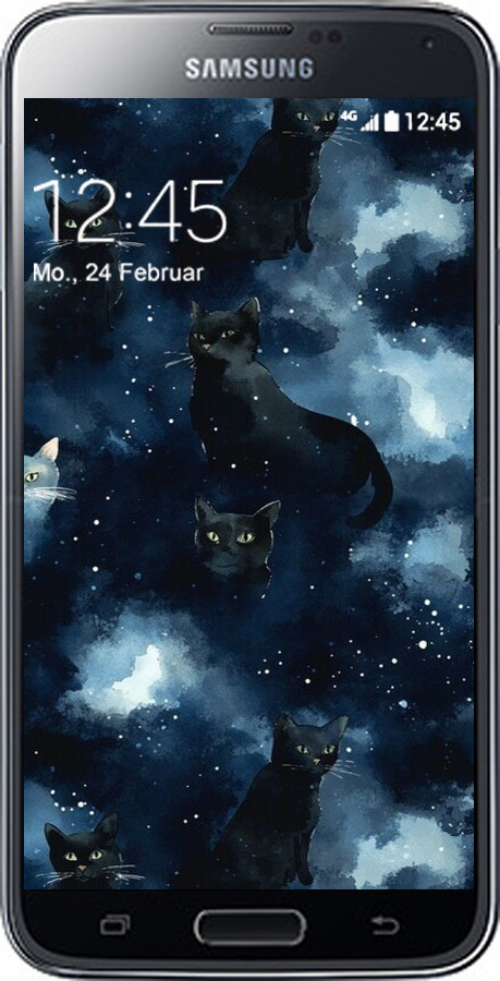 2D пластиковый чехол Изображение Кошек с тёмной акварелью для Samsung Galaxy S5 Duos SM G900FD - 6521t-62 изображение 