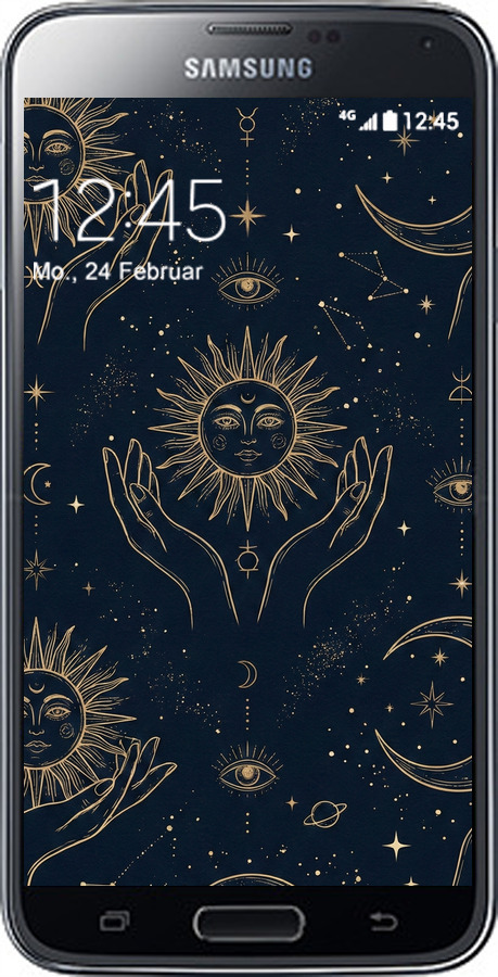 Силіконовий чехол Celestial Harmony: Sun & Moon Gold Mystic Pattern для Samsung Galaxy S5 g900h - 6778u-24 изображение 