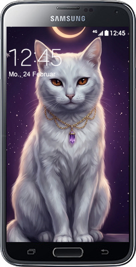 Силіконовий чехол Mystic White Cat Gothic Dark Purple Gold для Samsung Galaxy S5 g900h - 6805u-24 изображение 
