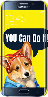 3D пластиковий матовий чехол чехол с корги You Can Do It для Samsung Galaxy S6 Edge G925F - 6184m-83 изображение 