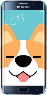 3D пластиковий матовий чехол Корги для Samsung Galaxy S6 Edge G925F - 6280m-83 изображение 