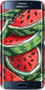 3D пластиковий матовий чехол Кавун для Samsung Galaxy S6 Edge G925F - 6315m-83 изображение 