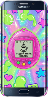 3D пластиковий матовий чехол Y2K Aesthetic Retro Pet: Годуй мене кавою для Samsung Galaxy S6 Edge G925F - 6784m-83 изображение 