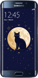 3D пластиковый матовый чехол Cute Cat Celestial/Witchy для Samsung Galaxy S6 Edge G925F - 6787m-83 изображение 