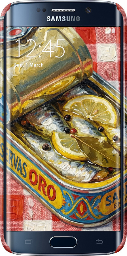 3D пластиковий матовий чехол Vintage Sardine Tin Phone для Samsung Galaxy S6 Edge G925F - 6772m-83 изображение 