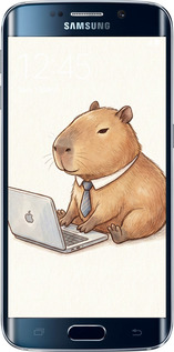 Силіконовий чехол Funny Capybara CEO Working для Samsung Galaxy S6 Edge G925F - 6777u-83 изображение 