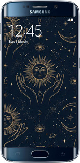 2D пластиковый чехол Celestial Harmony: Sun & Moon Gold Mystic Pattern для Samsung Galaxy S6 Edge G925F - 6778t-83 изображение 