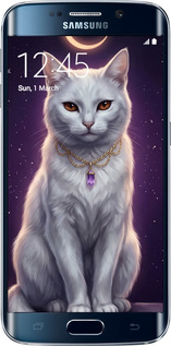 2D пластиковый чехол Mystic White Cat Gothic Dark Purple Gold для Samsung Galaxy S6 Edge G925F - 6805t-83 изображение 