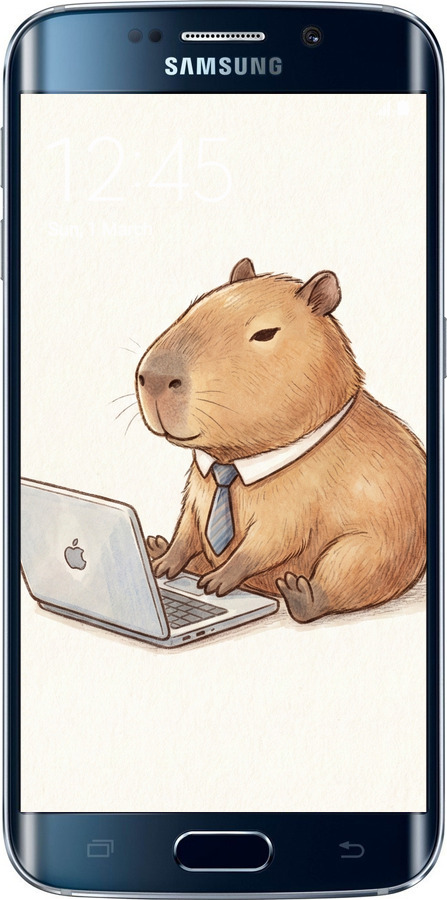 Силіконовий чехол Funny Capybara CEO Working для Samsung Galaxy S6 Edge G925F - 6777u-83 изображение 