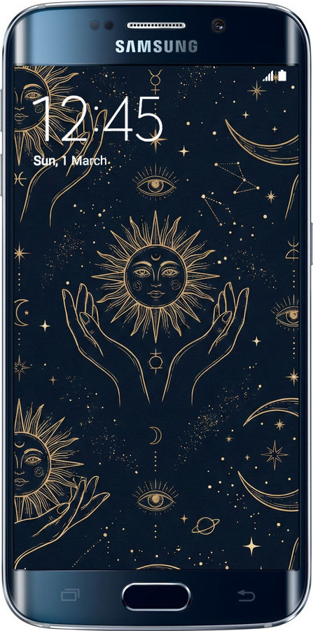 2D пластиковый чехол Celestial Harmony: Sun & Moon Gold Mystic Pattern для Samsung Galaxy S6 Edge G925F - 6778t-83 изображение 