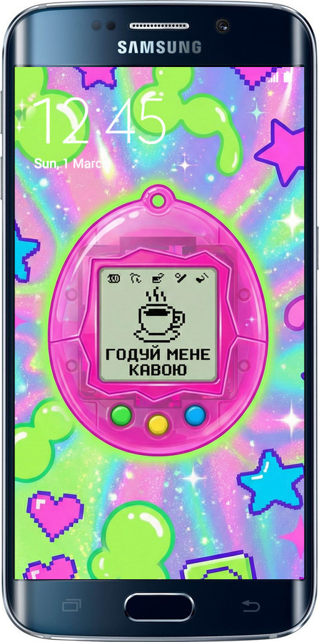2D пластиковий чехол Y2K Aesthetic Retro Pet: Годуй мене кавою для Samsung Galaxy S6 Edge G925F - 6784t-83 изображение 