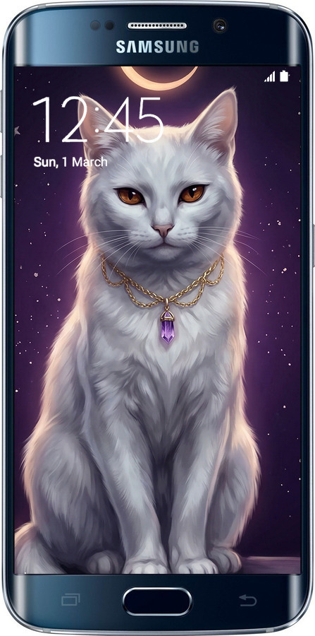 2D пластиковый чехол Mystic White Cat Gothic Dark Purple Gold для Samsung Galaxy S6 Edge G925F - 6805t-83 изображение 
