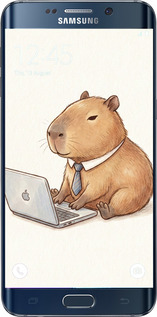 Силиконовый чехол Funny Capybara CEO Working для Samsung Galaxy S6 Edge Plus G928 - 6777u-189 изображение 