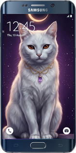 Силиконовый чехол Mystic White Cat Gothic Dark Purple Gold для Samsung Galaxy S6 Edge Plus G928 - 6805u-189 изображение 