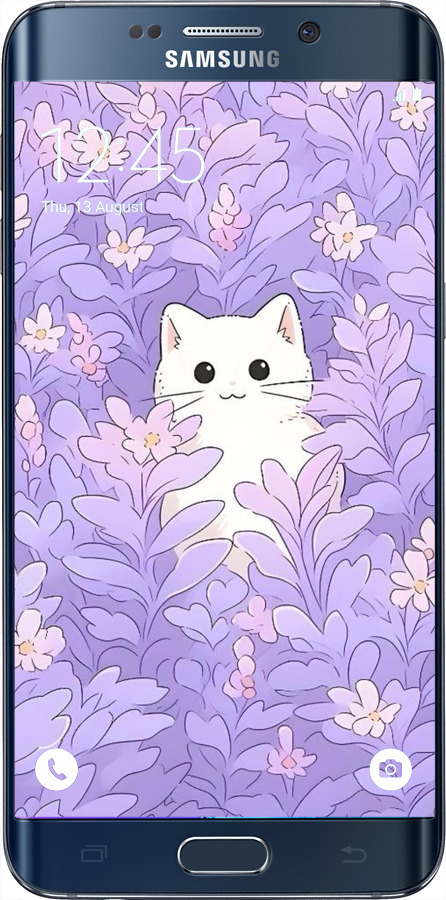 Силиконовый чехол Котик в цветах для Samsung Galaxy S6 Edge Plus G928 - 6390u-189 изображение 