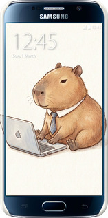 3D пластиковий матовий чехол Funny Capybara CEO Working для Samsung Galaxy S6 G920 - 6777m-80 изображение 