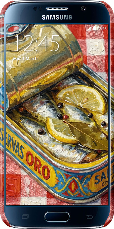 3D пластиковый глянцевый чехол Vintage Sardine Tin Phone для Samsung Galaxy S6 G920 - 6772c-80 изображение 