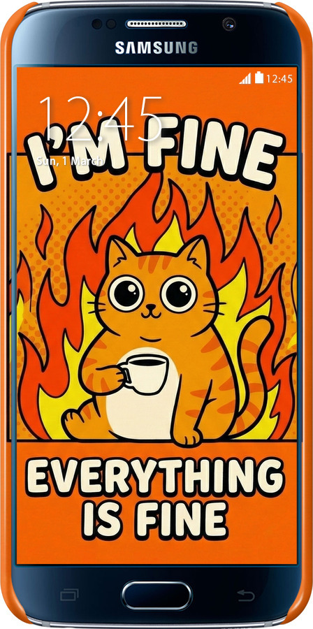 3D пластиковый матовый чехол Funny Cat для Samsung Galaxy S6 G920 - 6786m-80 изображение 